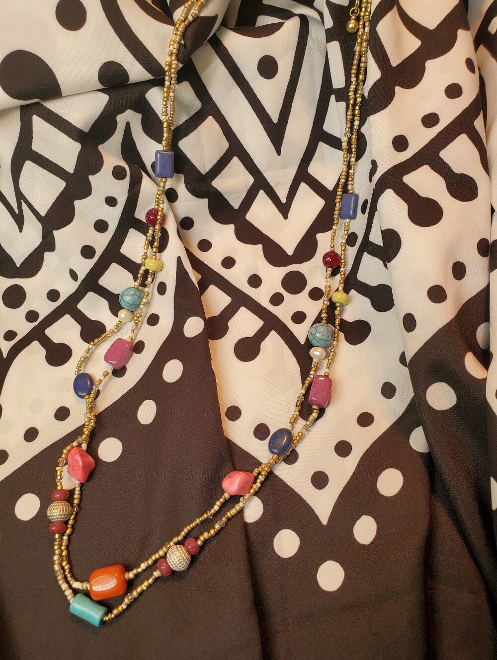 Chico's 'NWT Glass, Stone & Acylic Long Necklace Beachy